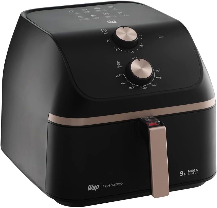 Air fryer WAP Mega Family de 9 litros com botões analógicos